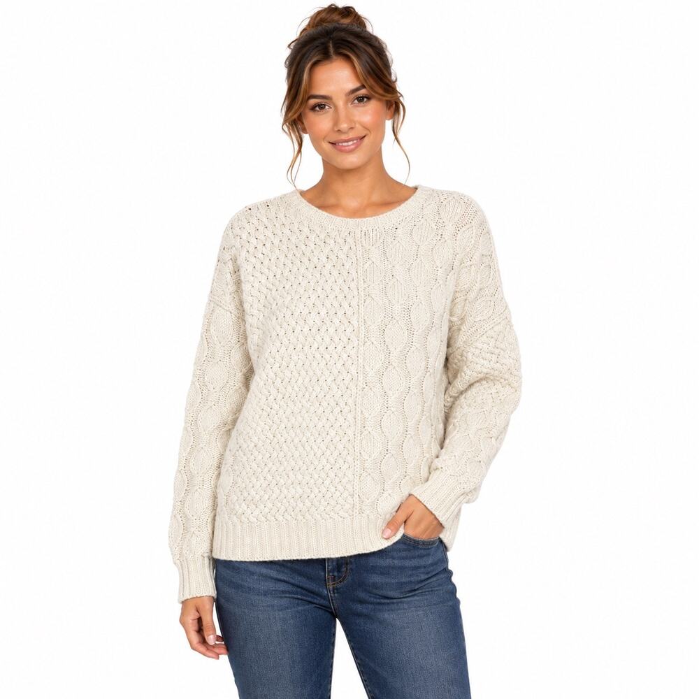 Hand Knit The Limited Women's Medium Cream Cable Knit Sweater